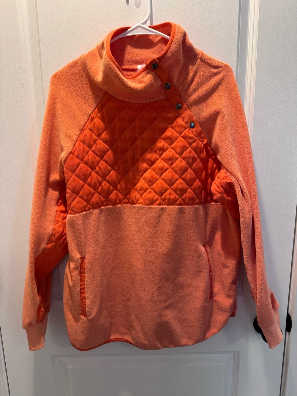 Pink Lilly Women's Quilted Funnel Neck Pullover Sweater - Orange